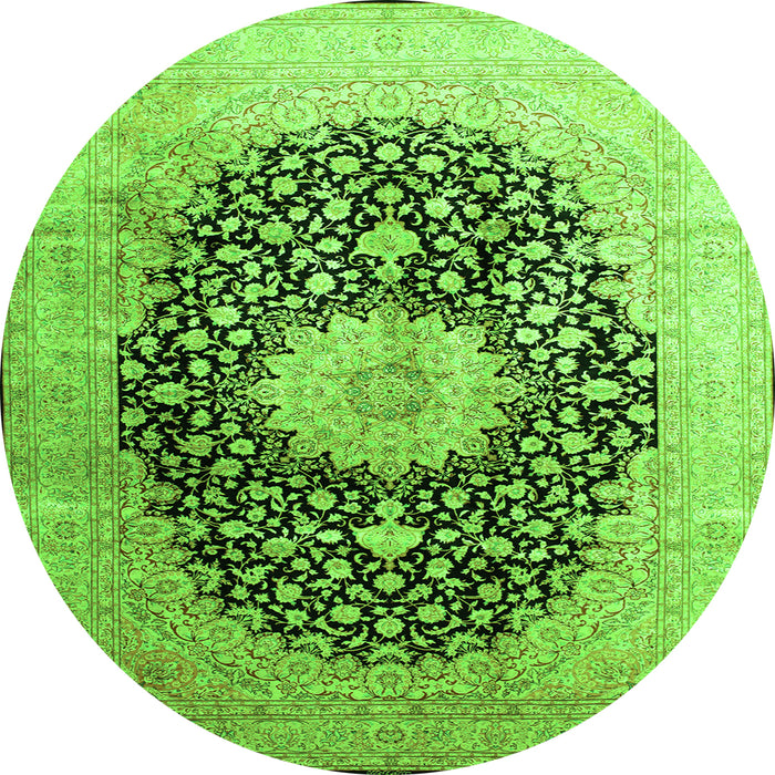 Square Medallion Green Traditional Rug, tr10grn