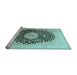 Sideview of Machine Washable Medallion Light Blue Traditional Rug, wshtr10lblu