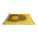 Sideview of Machine Washable Medallion Yellow Traditional Rug, wshtr10yw