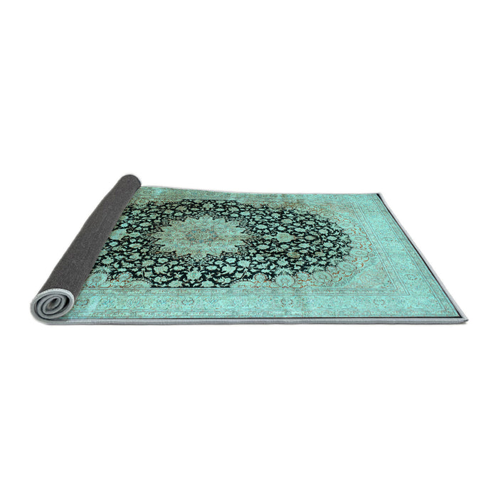 Sideview of Medallion Light Blue Traditional Rug, tr10lblu