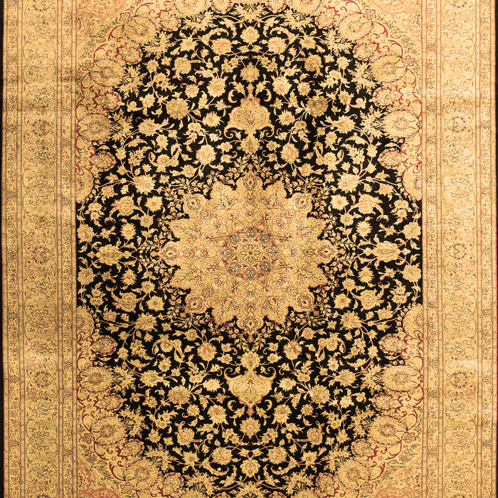 Machine Washable Medallion Brown Traditional Rug, wshtr10brn