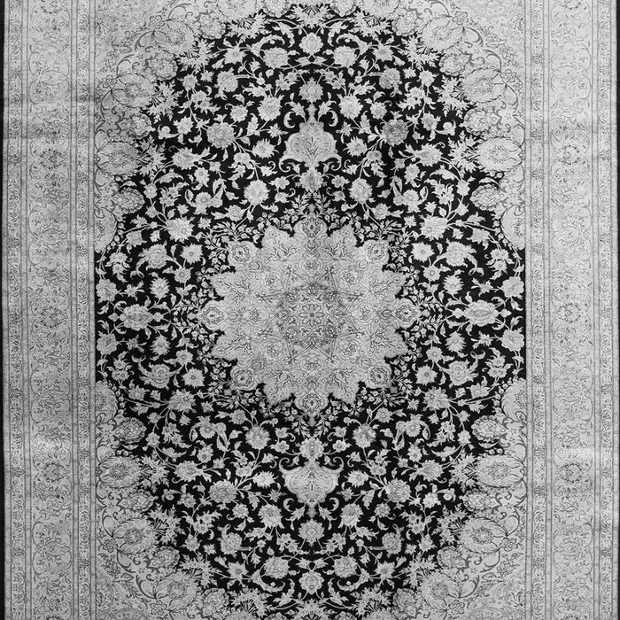 Serging Thickness of Machine Washable Medallion Gray Traditional Rug, wshtr10gry