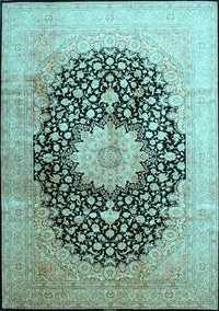 Medallion Light Blue Traditional Rug, tr10lblu