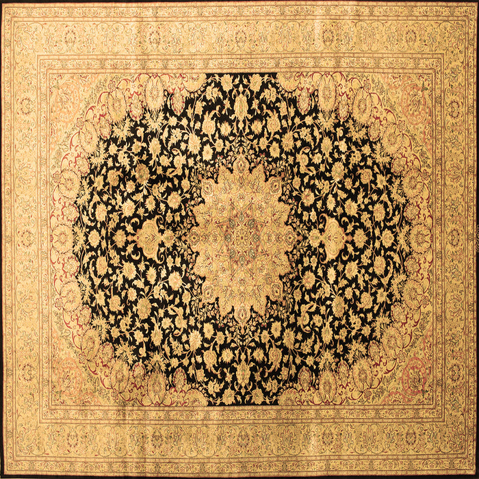 Square Machine Washable Medallion Brown Traditional Rug, wshtr10brn