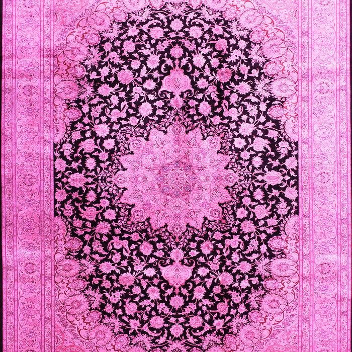 Machine Washable Medallion Pink Traditional Rug, wshtr10pnk