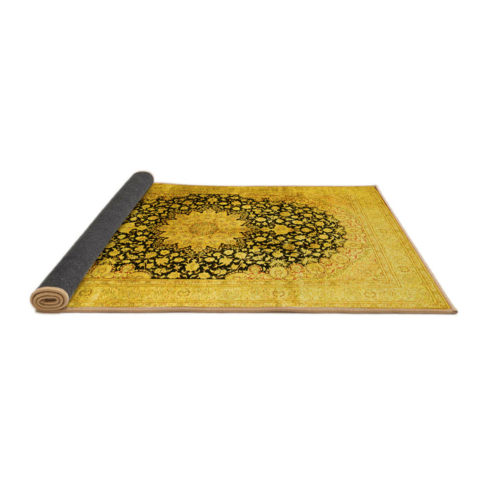 Sideview of Medallion Yellow Traditional Rug, tr10yw
