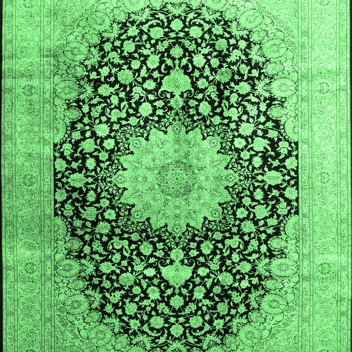 Machine Washable Medallion Emerald Green Traditional Area Rugs, wshtr10emgrn