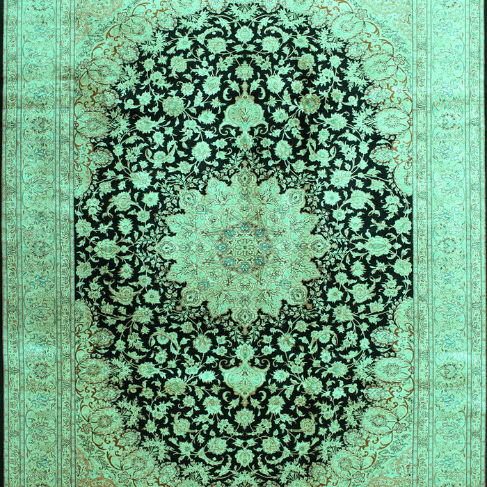 Machine Washable Medallion Turquoise Traditional Area Rugs, wshtr10turq