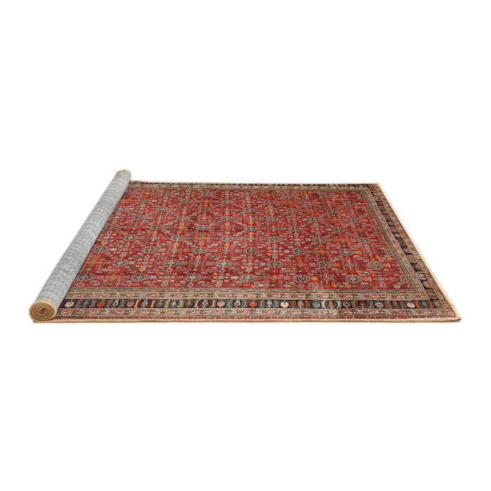 Sideview of Machine Washable Traditional Orange Brown Rug, wshtr11