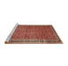 Sideview of Machine Washable Traditional Orange Brown Rug, wshtr11