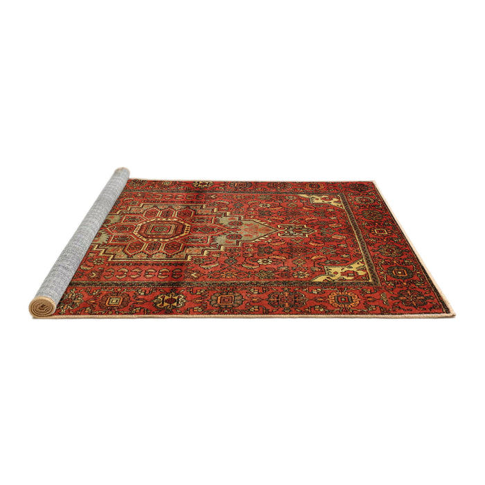 Sideview of Machine Washable Traditional Tomato Red Rug, wshtr110