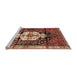 Sideview of Machine Washable Traditional Saffron Red Rug, wshtr1100