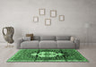 Machine Washable Persian Emerald Green Traditional Area Rugs in a Living Room,, wshtr1100emgrn