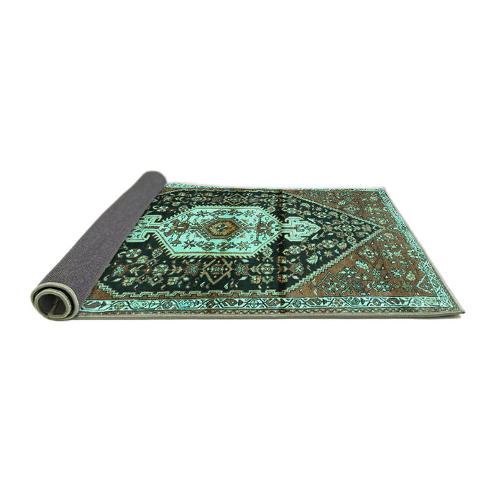 Sideview of Persian Turquoise Traditional Rug, tr1100turq