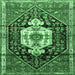 Square Machine Washable Persian Emerald Green Traditional Area Rugs, wshtr1100emgrn