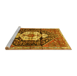 Sideview of Machine Washable Persian Yellow Traditional Rug, wshtr1100yw