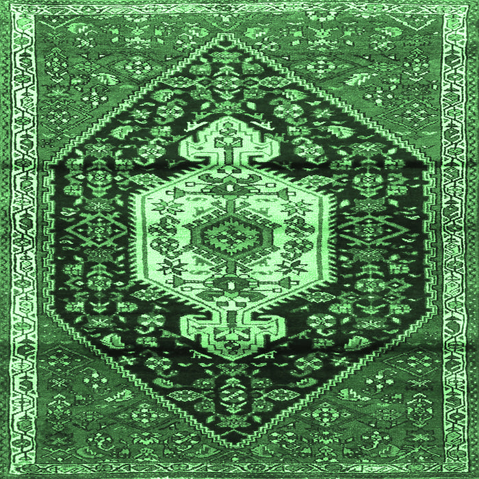 Square Persian Emerald Green Traditional Rug, tr1100emgrn