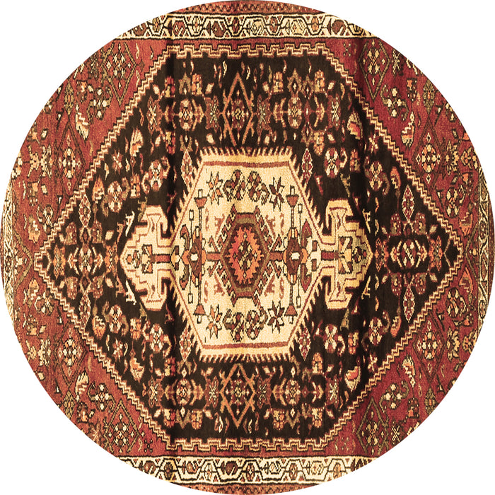 Round Persian Brown Traditional Rug, tr1100brn