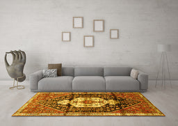 Machine Washable Persian Yellow Traditional Rug in a Living Room, wshtr1100yw