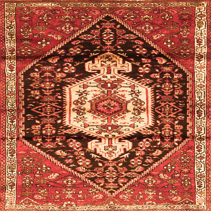 Round Machine Washable Persian Orange Traditional Area Rugs, wshtr1100org