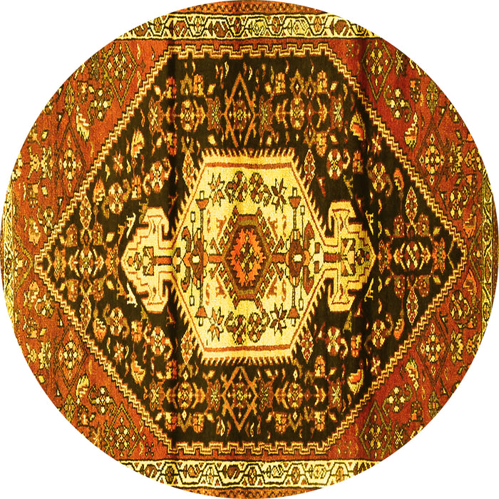 Round Persian Yellow Traditional Rug, tr1100yw