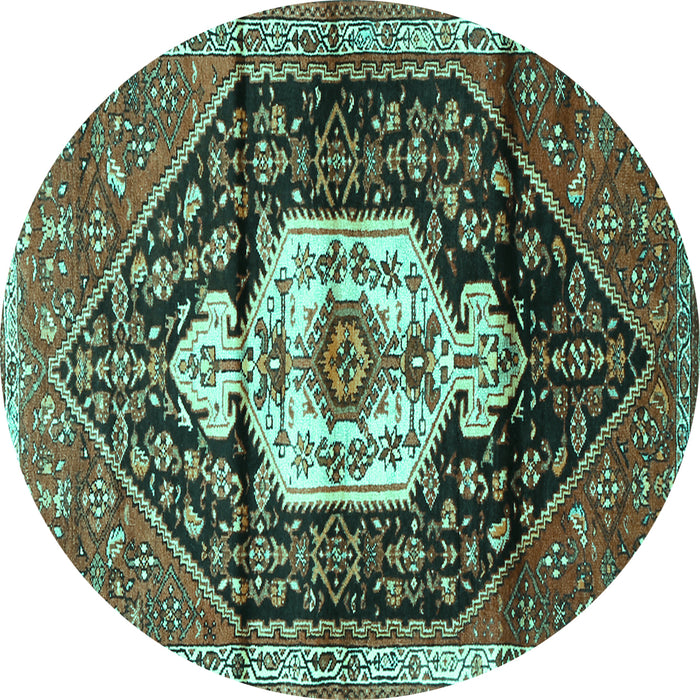 Round Persian Turquoise Traditional Rug, tr1100turq