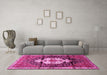 Machine Washable Persian Pink Traditional Rug in a Living Room, wshtr1100pnk