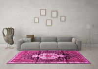 Machine Washable Persian Pink Traditional Rug, wshtr1100pnk