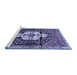 Sideview of Machine Washable Persian Blue Traditional Rug, wshtr1100blu