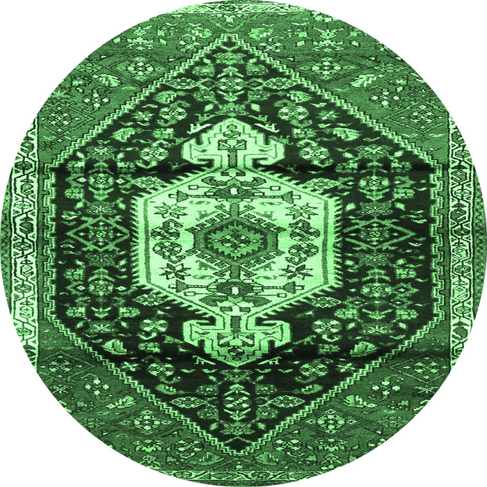 Round Persian Emerald Green Traditional Rug, tr1100emgrn