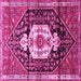 Square Machine Washable Persian Pink Traditional Rug, wshtr1100pnk