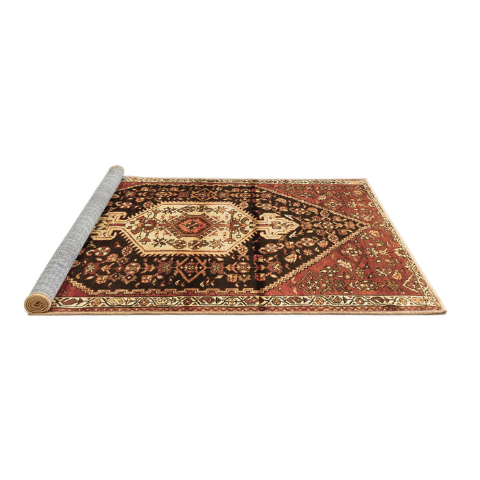 Sideview of Machine Washable Persian Brown Traditional Rug, wshtr1100brn