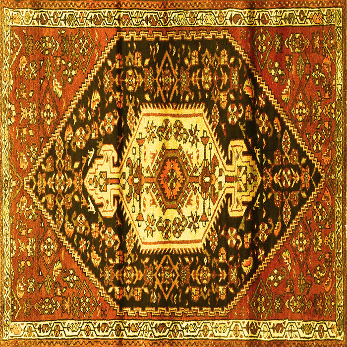 Square Machine Washable Persian Yellow Traditional Rug, wshtr1100yw