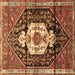 Square Machine Washable Persian Brown Traditional Rug, wshtr1100brn