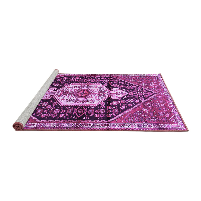 Sideview of Machine Washable Persian Purple Traditional Area Rugs, wshtr1100pur