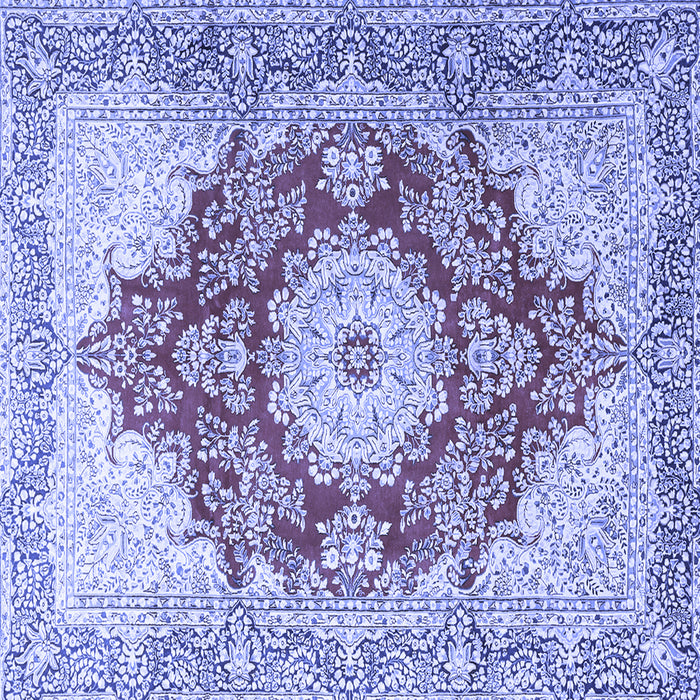 Square Machine Washable Persian Blue Traditional Rug, wshtr1101blu