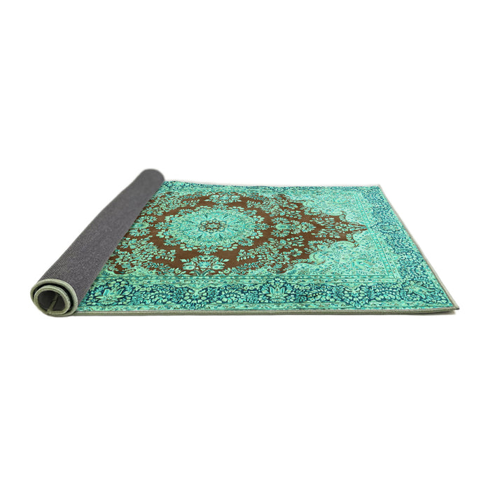 Sideview of Persian Turquoise Traditional Rug, tr1101turq