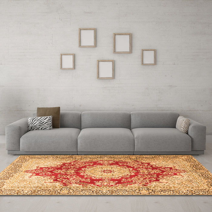 Machine Washable Persian Orange Traditional Area Rugs in a Living Room, wshtr1101org