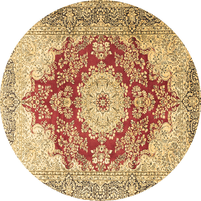 Round Persian Brown Traditional Rug, tr1101brn