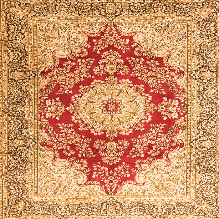 Round Machine Washable Persian Orange Traditional Area Rugs, wshtr1101org