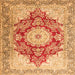 Round Machine Washable Persian Orange Traditional Area Rugs, wshtr1101org