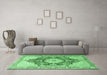 Machine Washable Persian Emerald Green Traditional Area Rugs in a Living Room,, wshtr1101emgrn