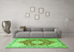 Machine Washable Persian Green Traditional Area Rugs in a Living Room,, wshtr1101grn