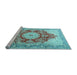 Sideview of Machine Washable Persian Light Blue Traditional Rug, wshtr1101lblu