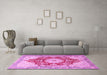 Machine Washable Persian Pink Traditional Rug in a Living Room, wshtr1101pnk