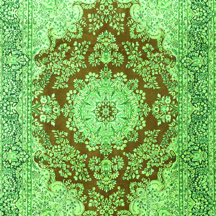 Serging Thickness of Machine Washable Persian Green Traditional Area Rugs, wshtr1101grn