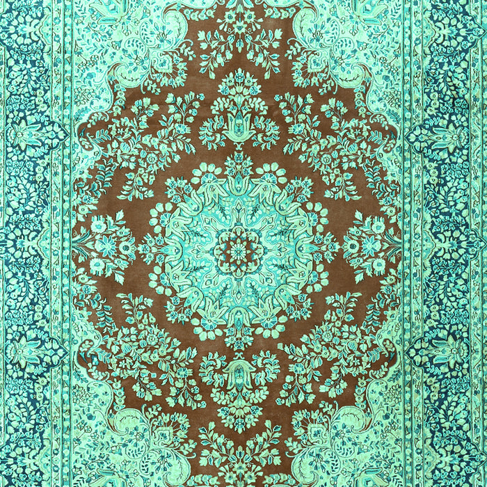Machine Washable Persian Turquoise Traditional Area Rugs, wshtr1101turq