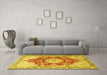 Machine Washable Persian Yellow Traditional Rug in a Living Room, wshtr1101yw