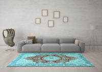 Machine Washable Persian Light Blue Traditional Rug, wshtr1101lblu