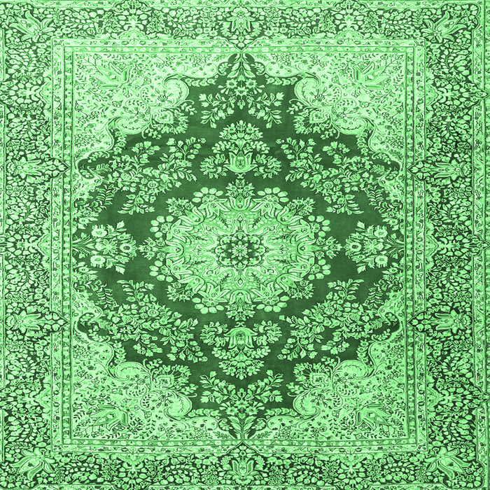 Square Persian Emerald Green Traditional Rug, tr1101emgrn